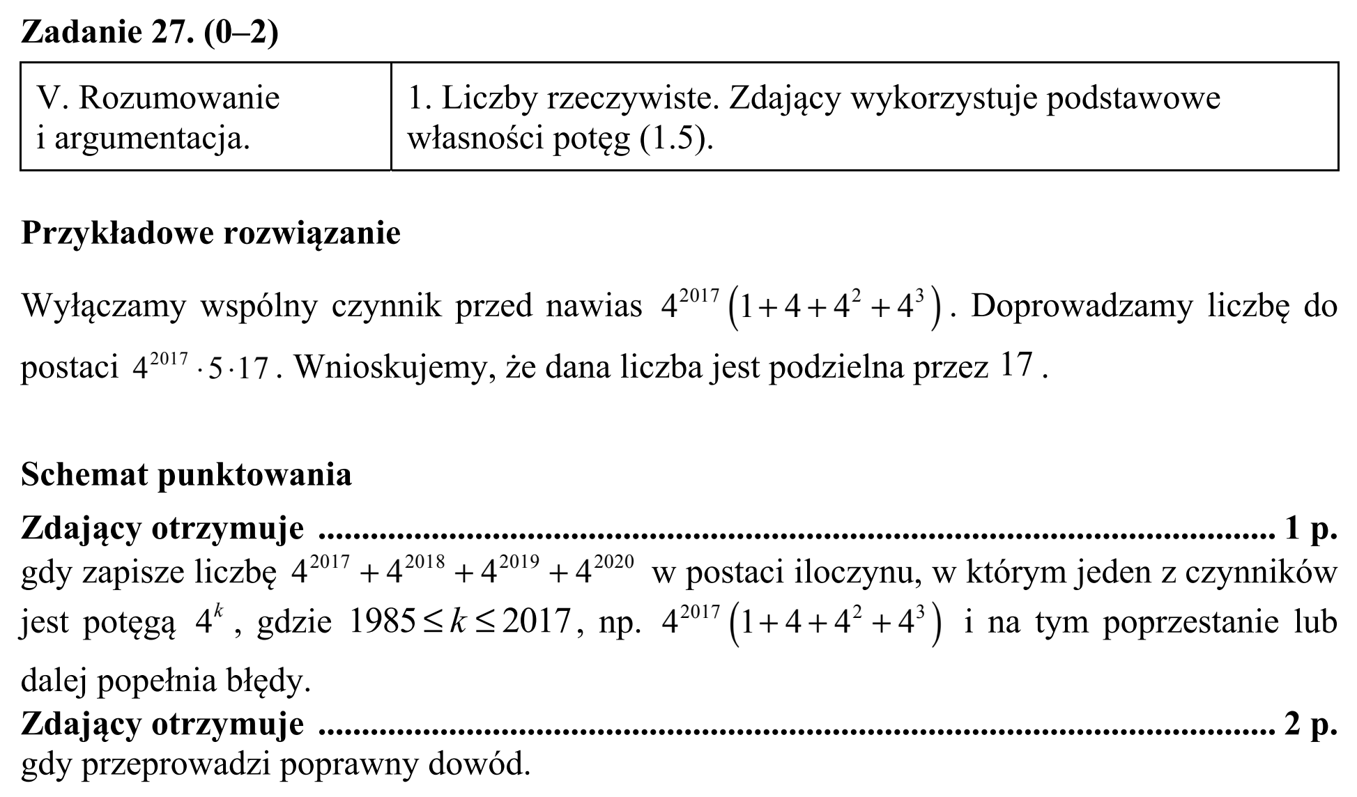 Matura, maj 2017, odpowiedź do zadania 27