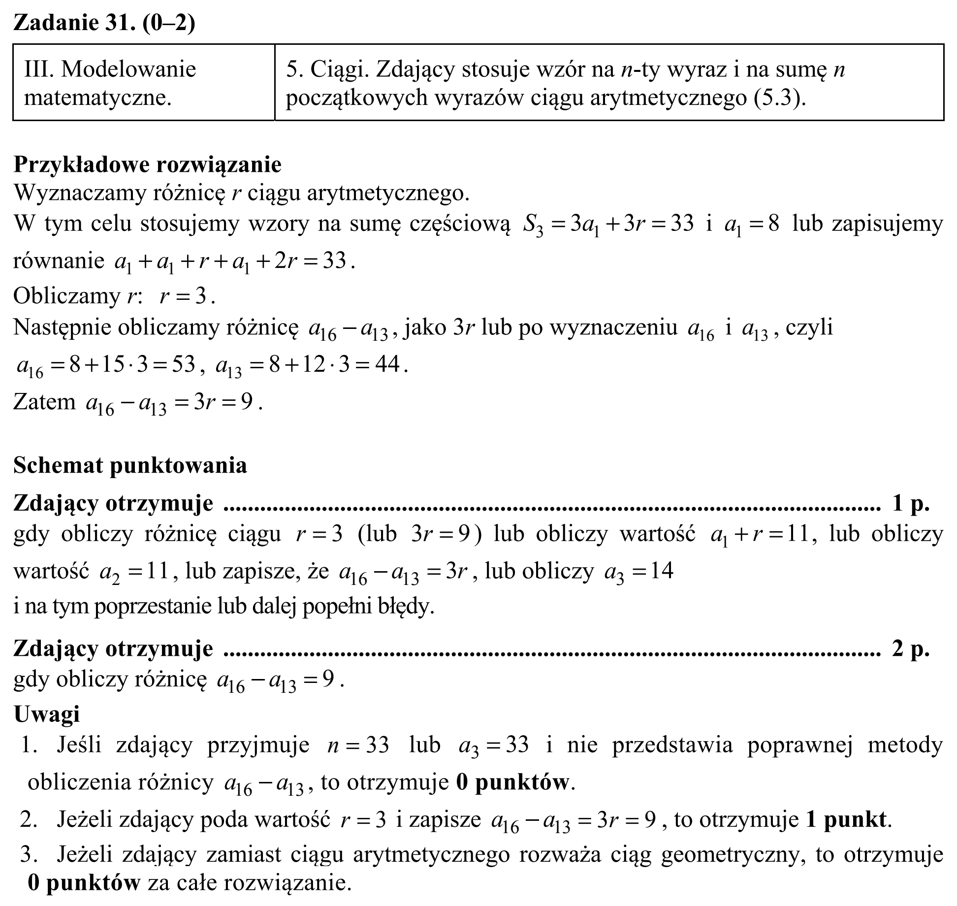 Matura, maj 2017, odpowiedź do zadania 31
