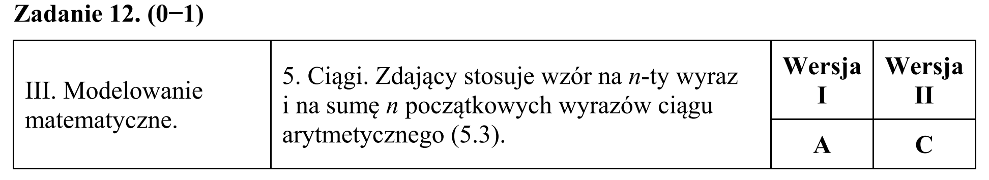 Matura, maj 2018, odpowiedź do zadania 12