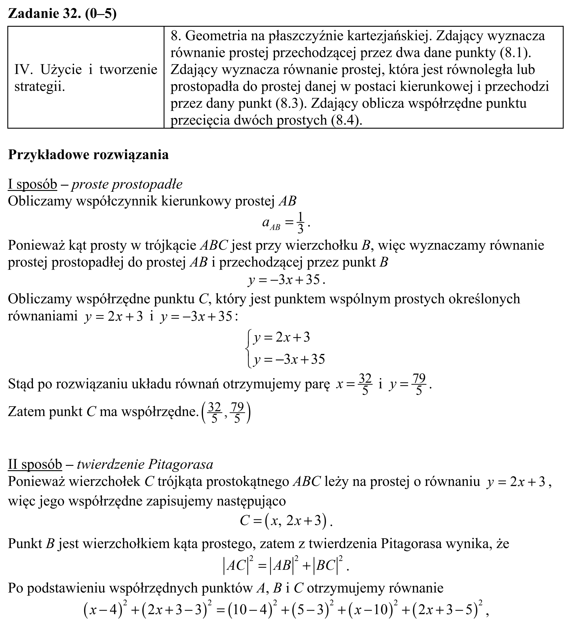 Matura, maj 2018, odpowiedź do zadania 32, fragment 1