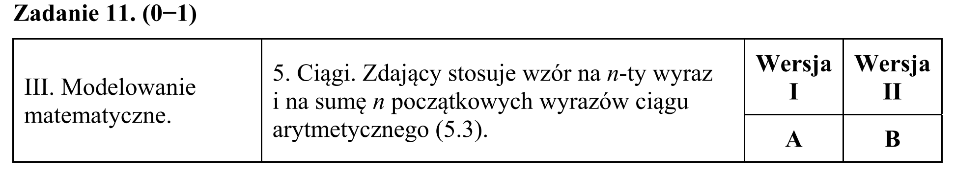 Matura, maj 2019, odpowiedź do zadania 11