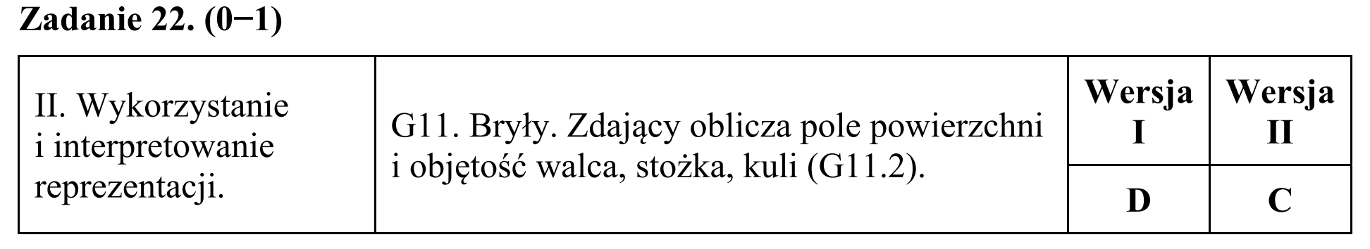 Matura, maj 2019, odpowiedź do zadania 22