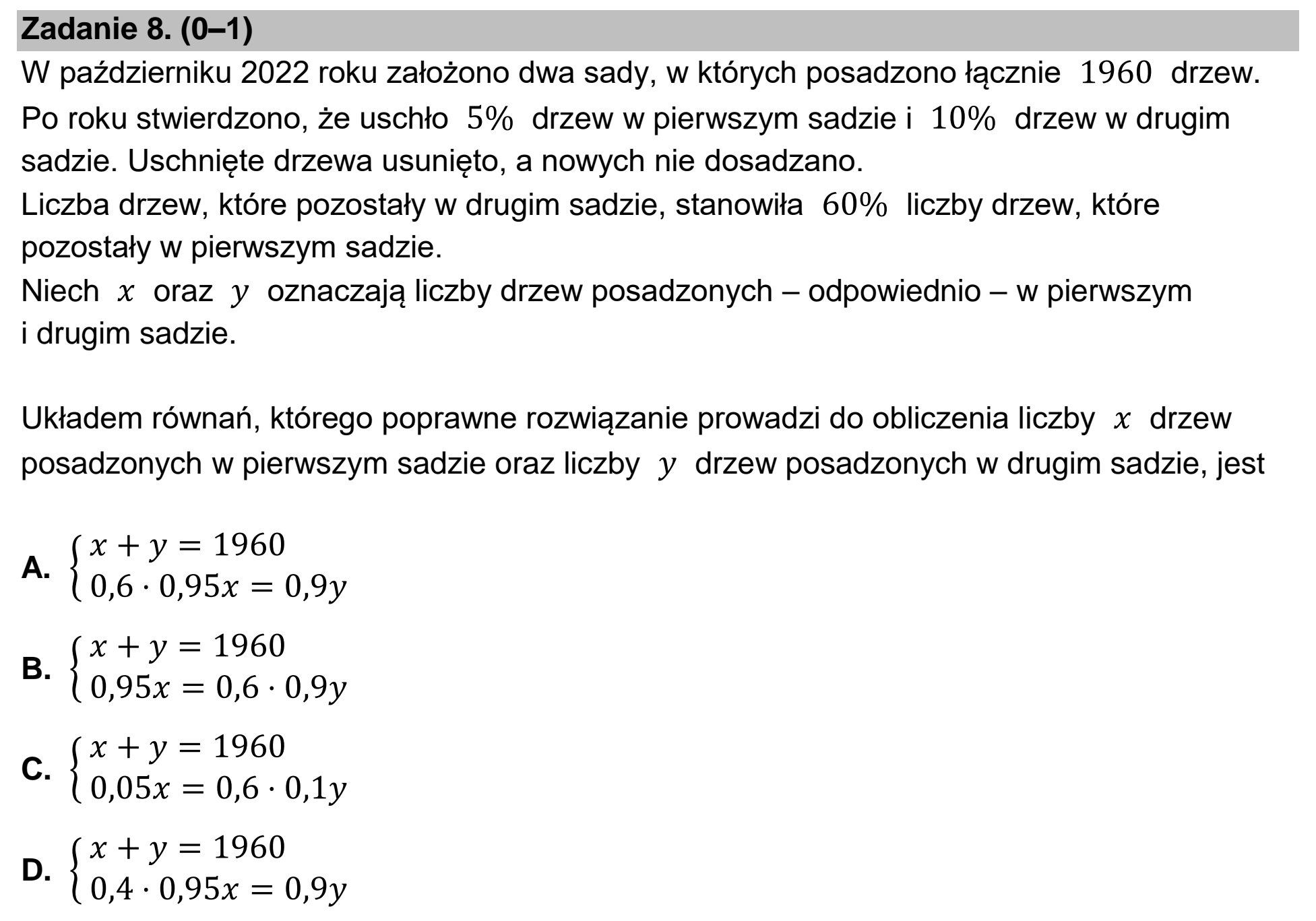 Matura, maj 2024, podgląd zadania 8