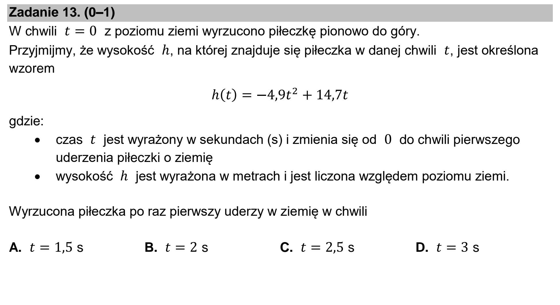 Matura, maj 2026, podgląd zadania 13