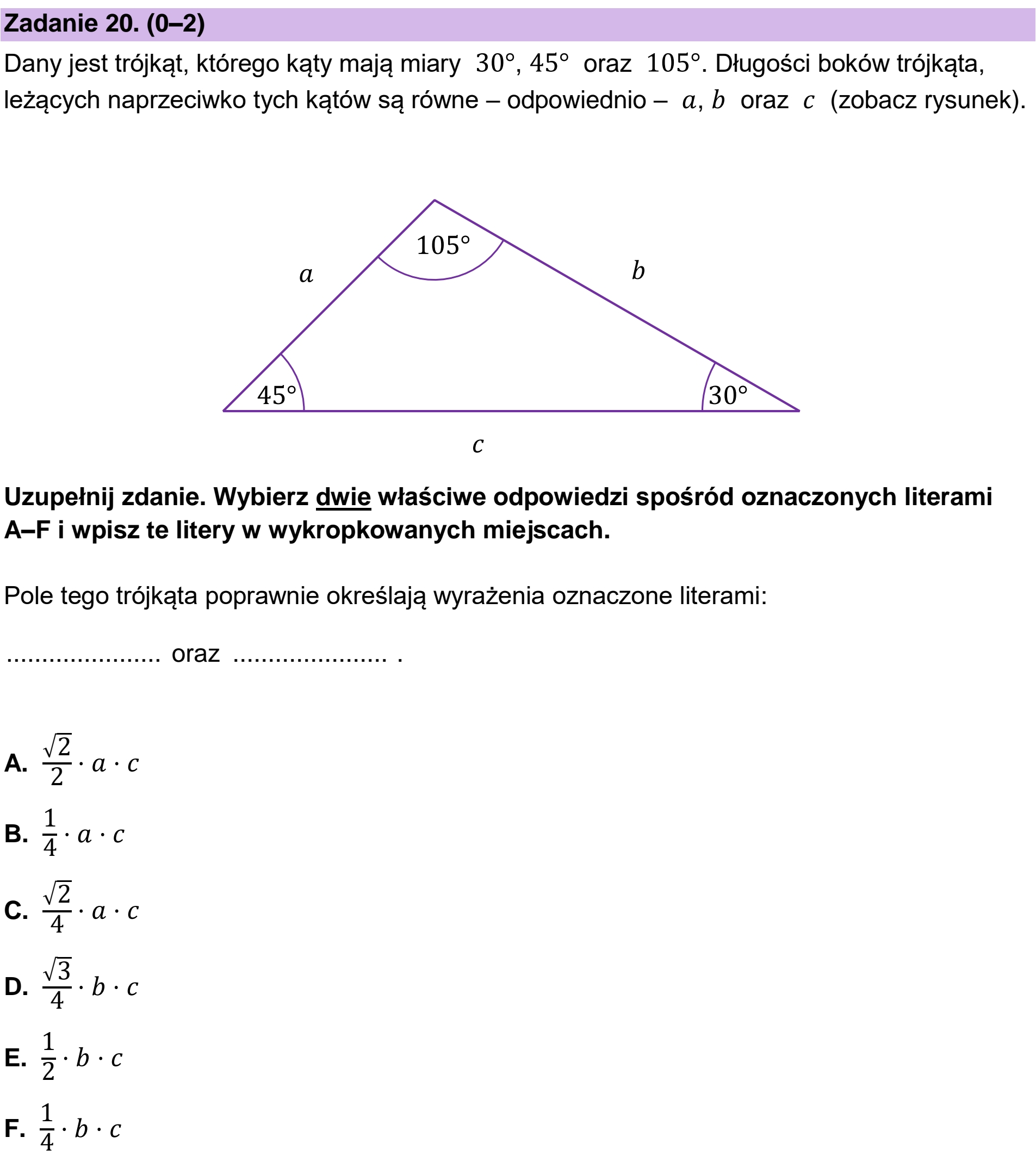 Matura dodatkowa, czerwiec 2023, podgląd zadania 20