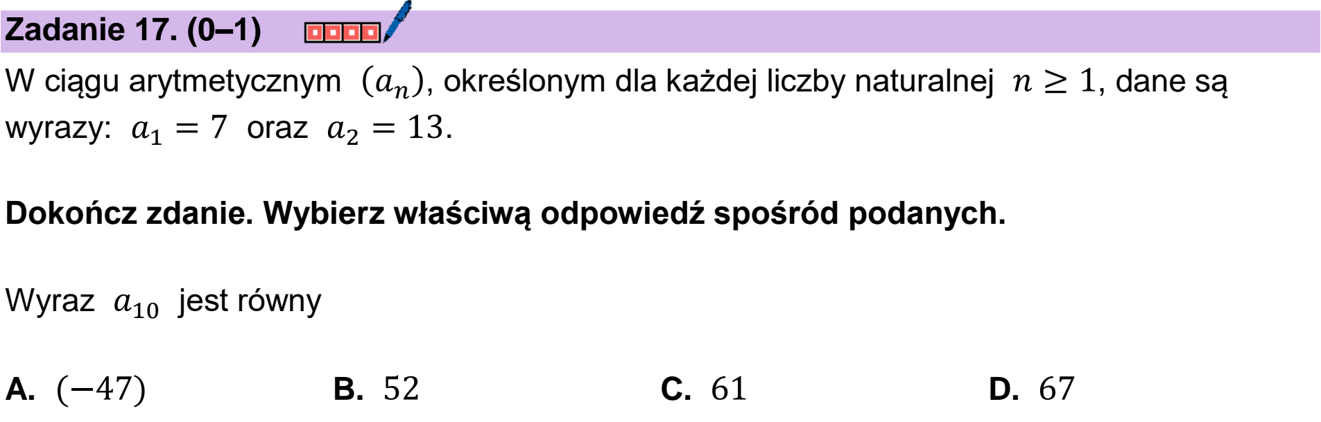 Matura dodatkowa, czerwiec 2024, podgląd zadania 17