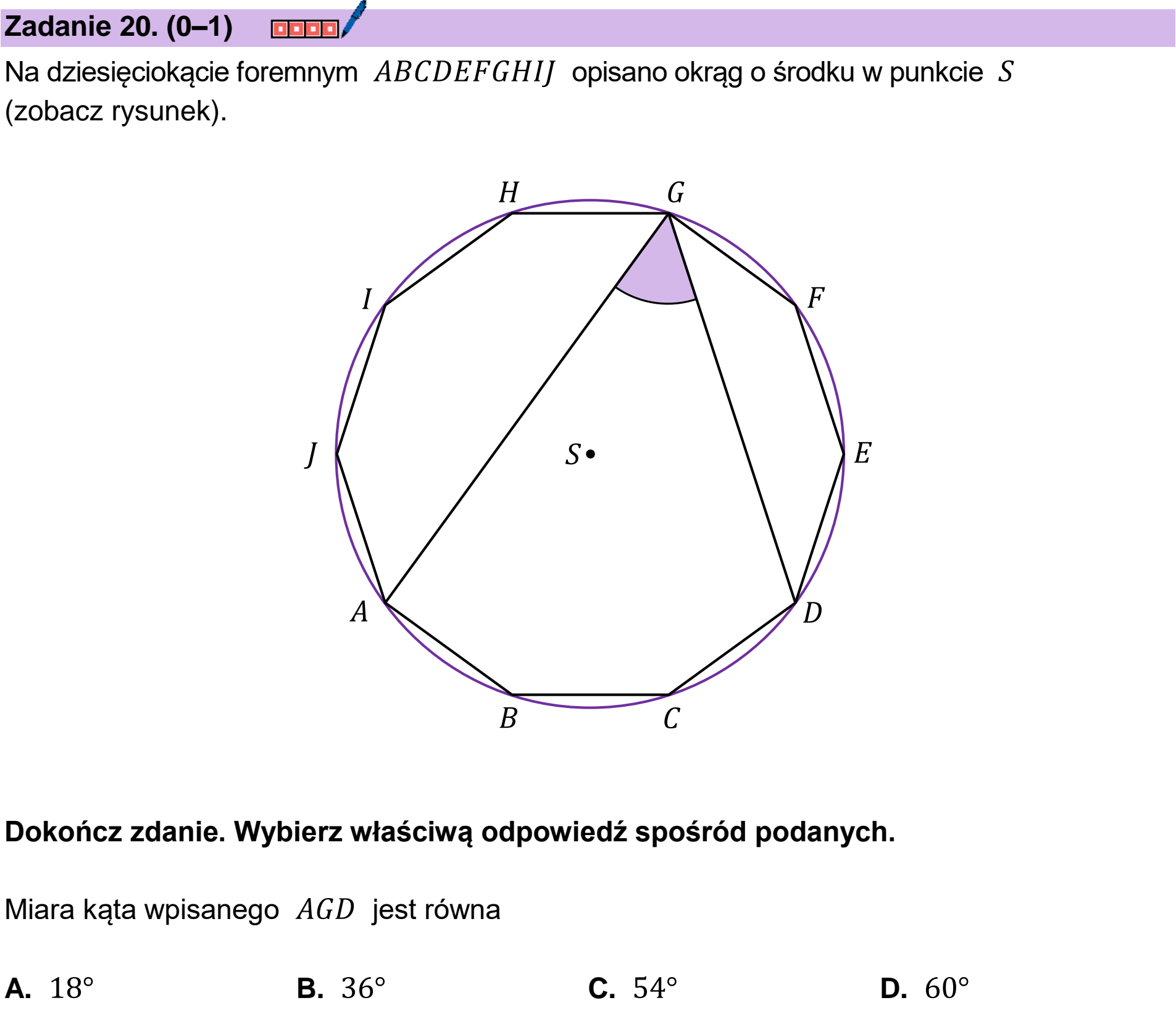 Matura dodatkowa, czerwiec 2025, podgląd zadania 20