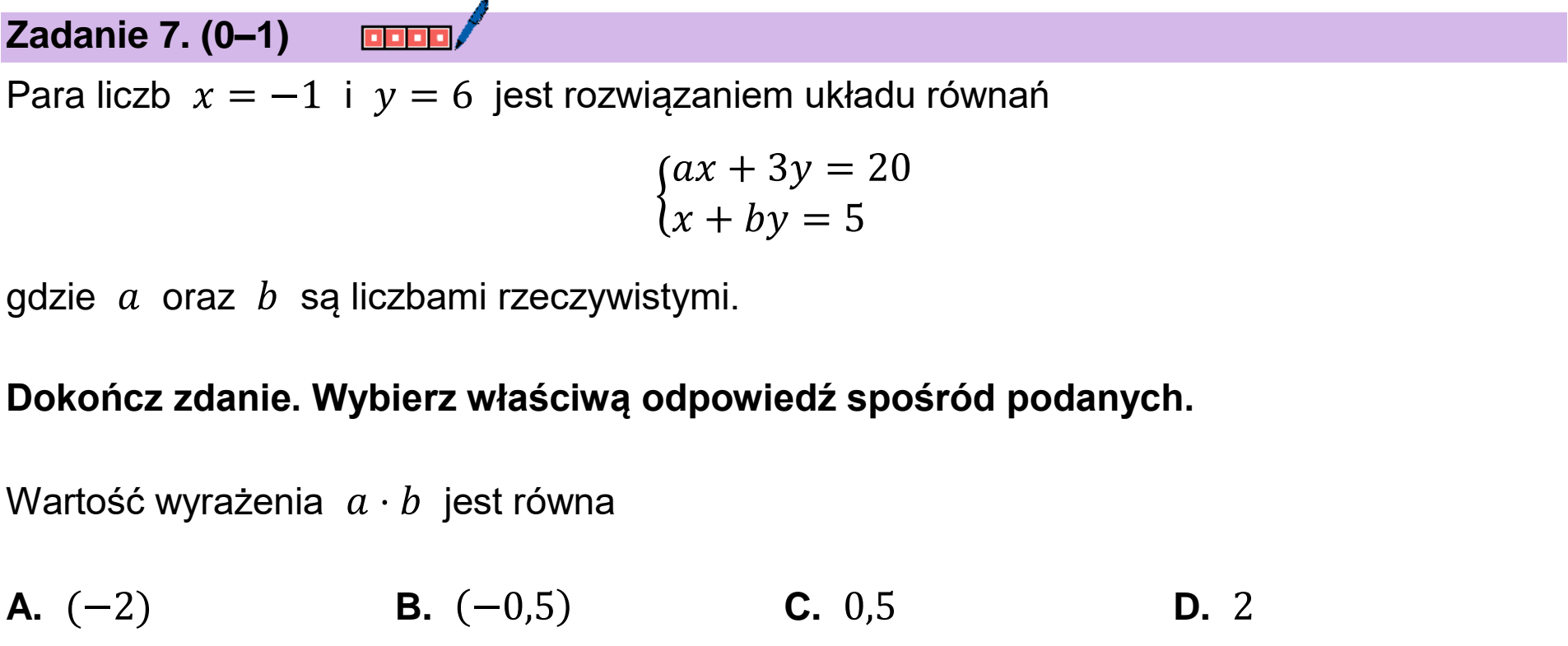 Matura próbna, grudzien 2024, podgląd zadania 7