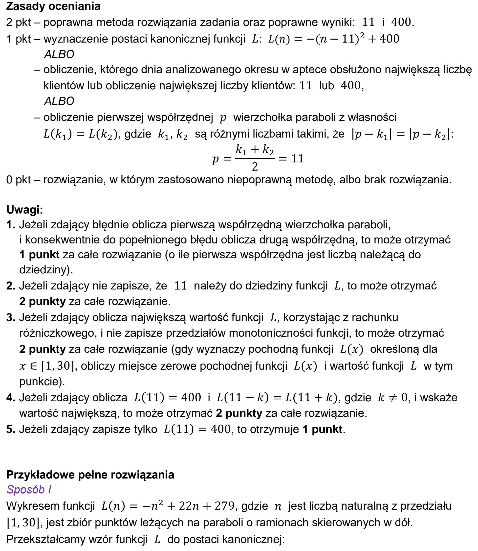 Matura, maj 2023, odpowiedź do zadania 31.2