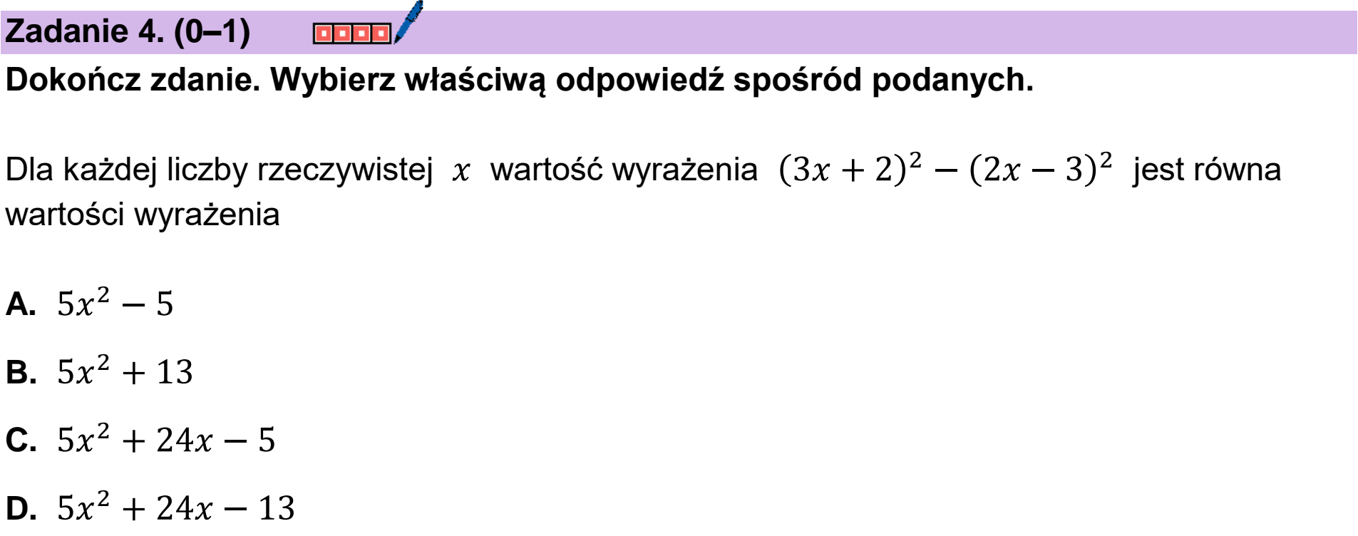 Matura, maj 2025, podgląd zadania 4