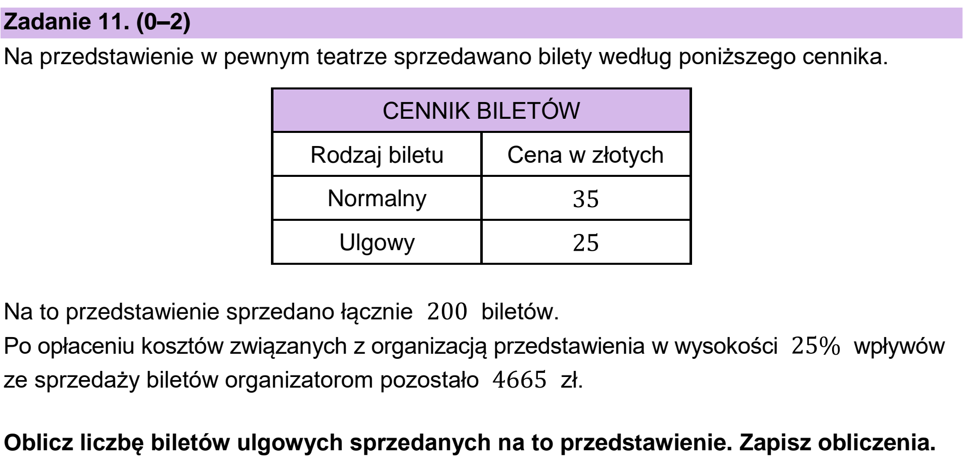 Matura, maj 2026, podgląd zadania 11