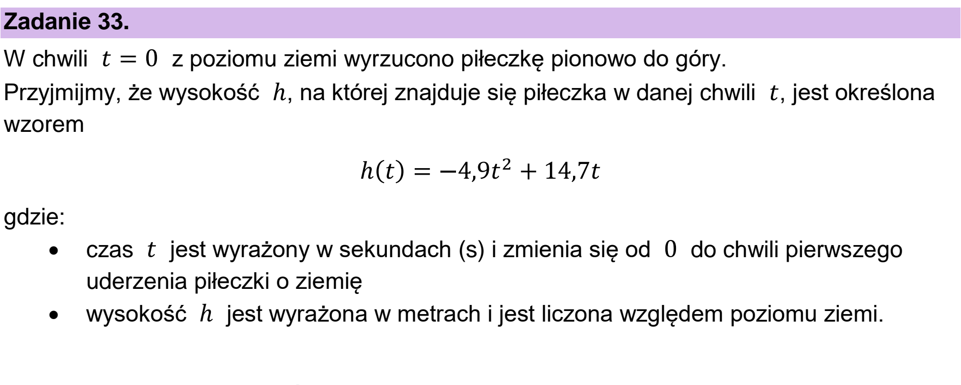 Matura, maj 2026, wstęp zadania 33