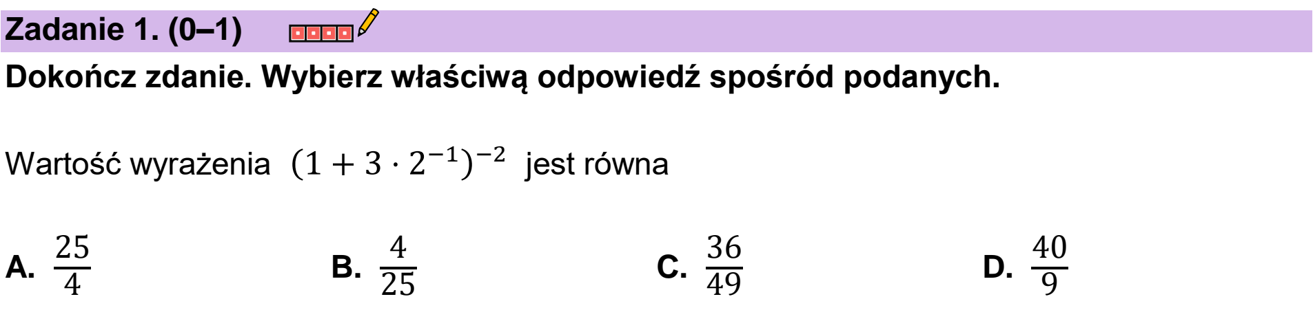 Matura próbna, wrzesien 2022, zadanie 1