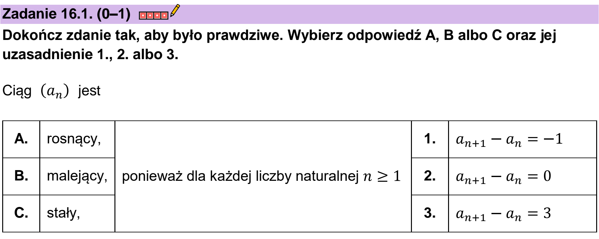Matura próbna, wrzesien 2022, zadanie 16.1