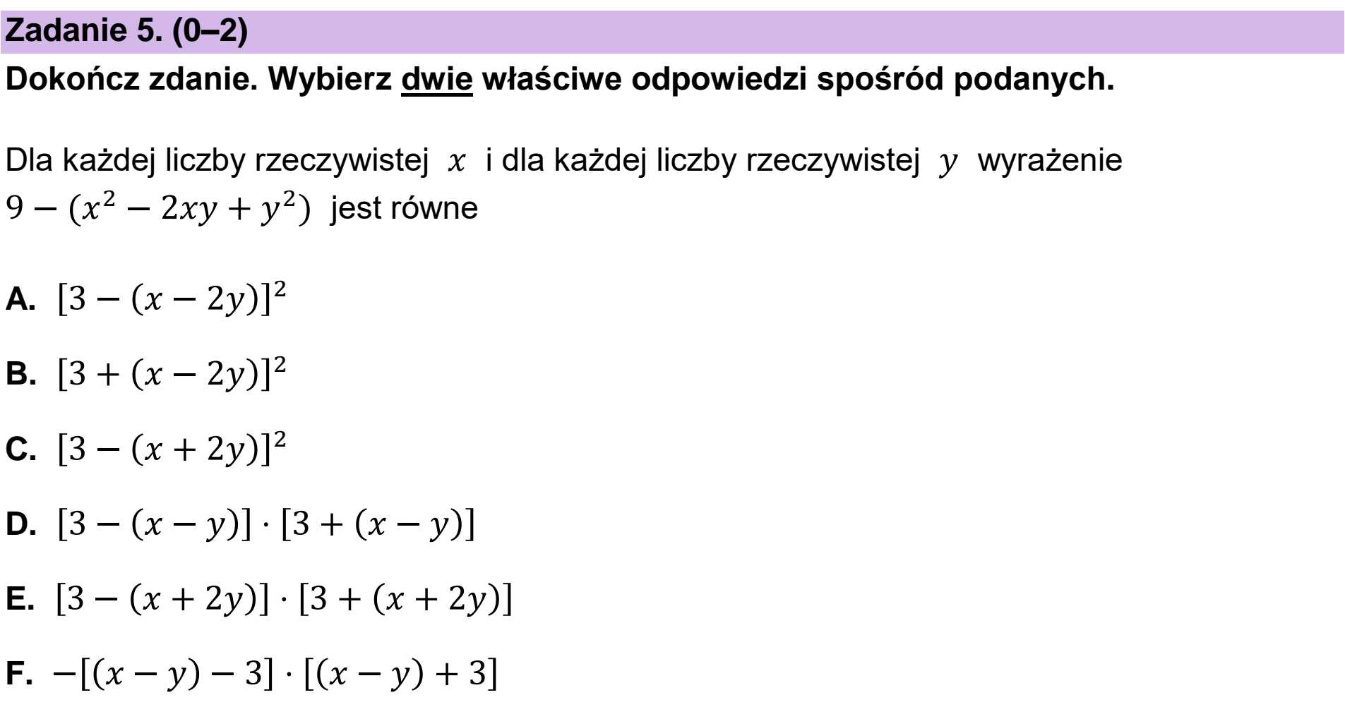 Matura próbna, wrzesien 2022, podgląd zadania 5