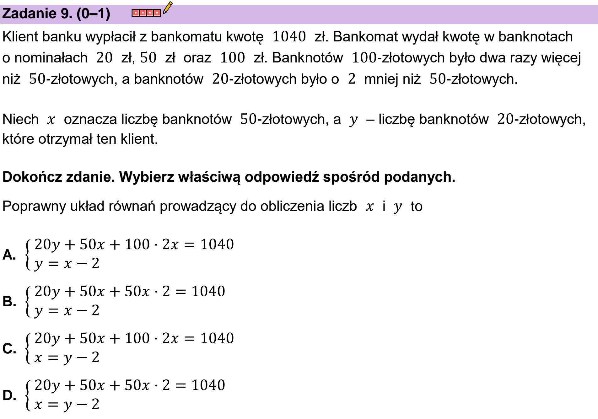 Matura próbna, wrzesien 2022, zadanie 9