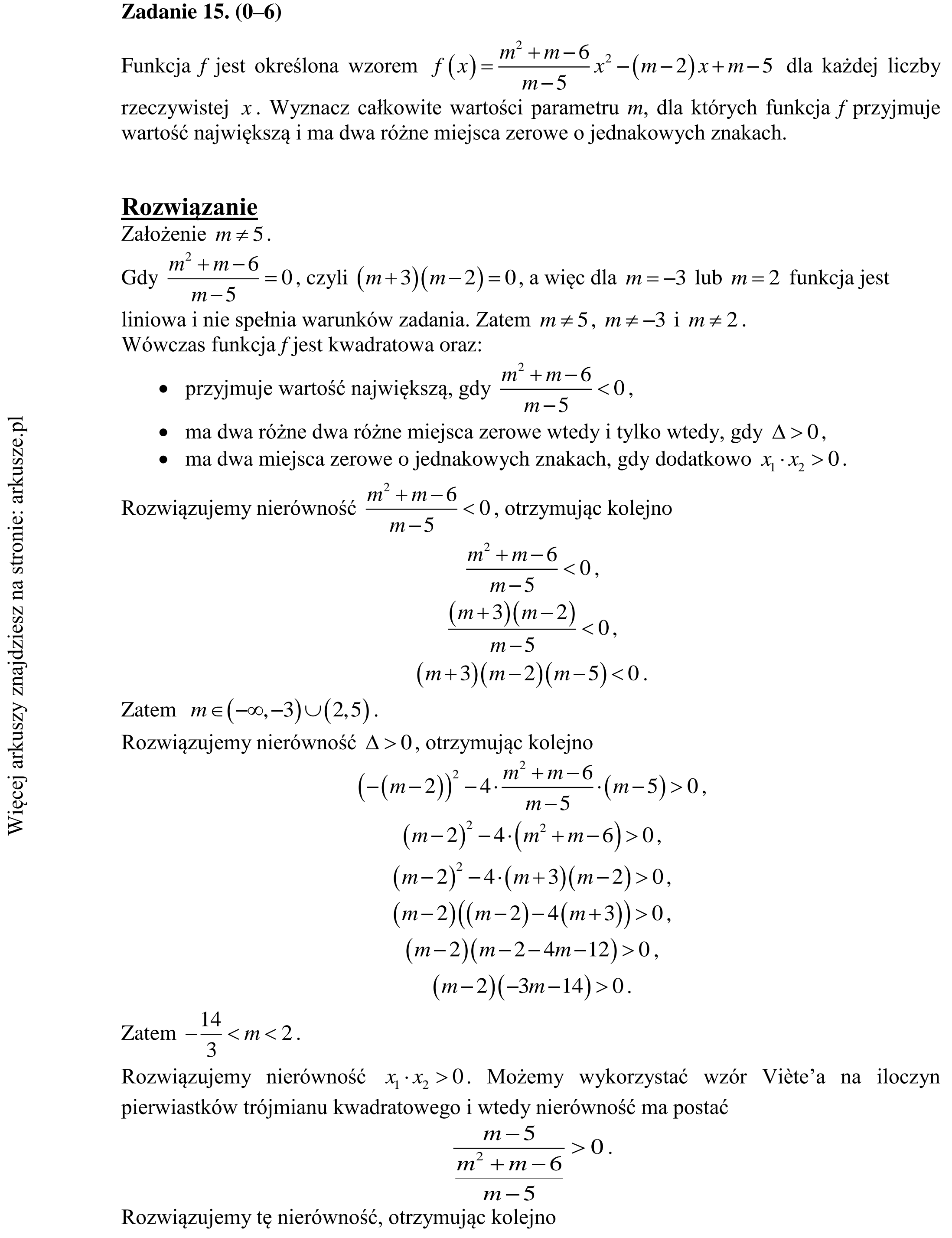 Matura dodatkowa, czerwiec 2015, odpowiedź do zadania 15, fragment 1