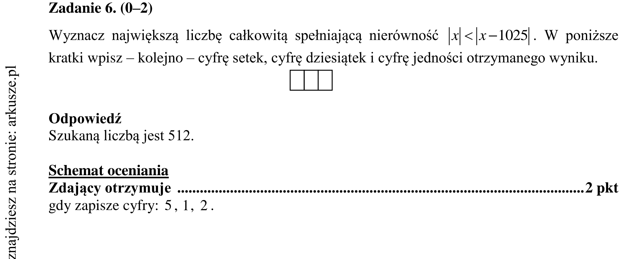 Matura dodatkowa, czerwiec 2015, odpowiedź do zadania 6