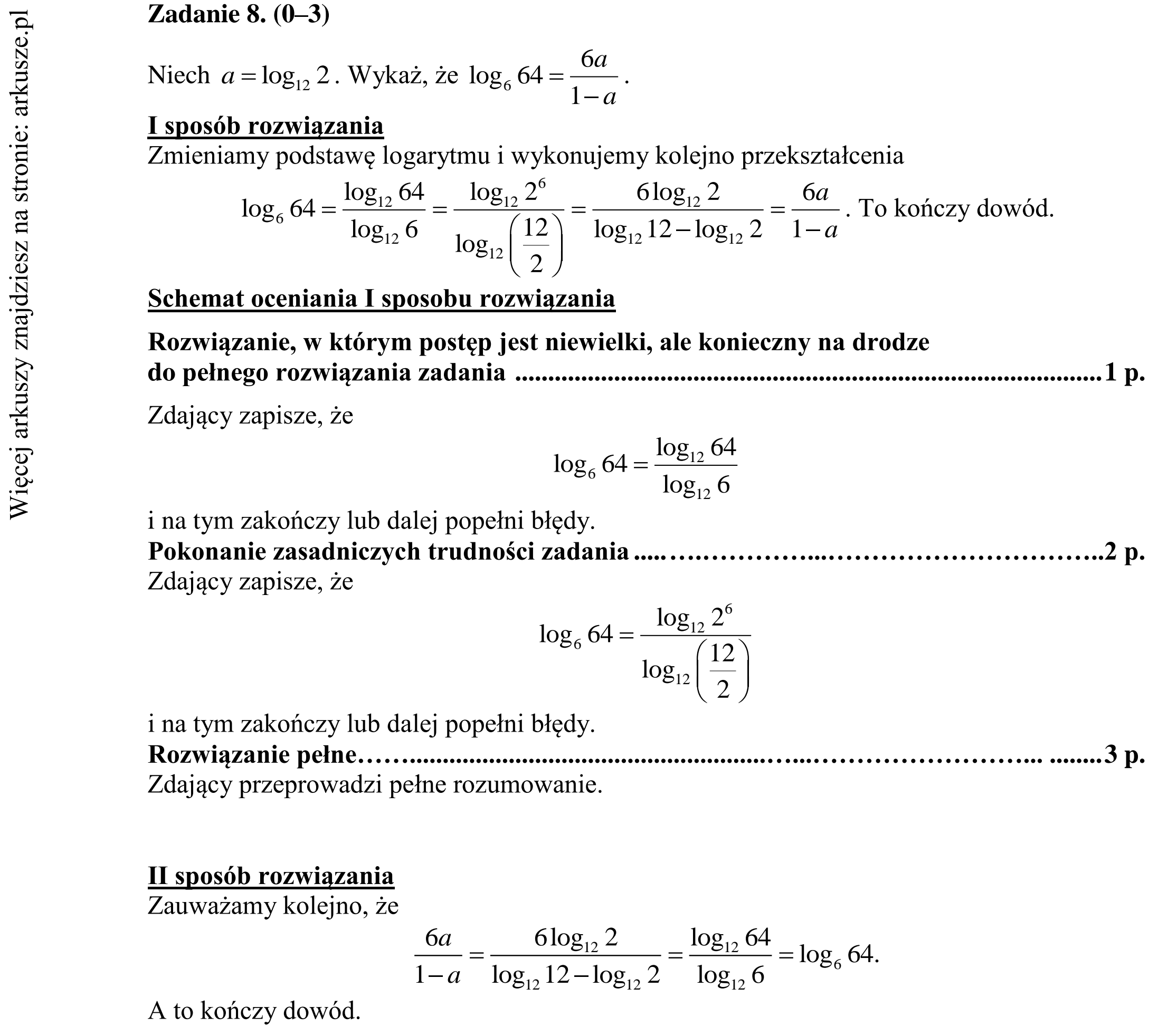 Matura dodatkowa, czerwiec 2015, odpowiedź do zadania 8, fragment 1