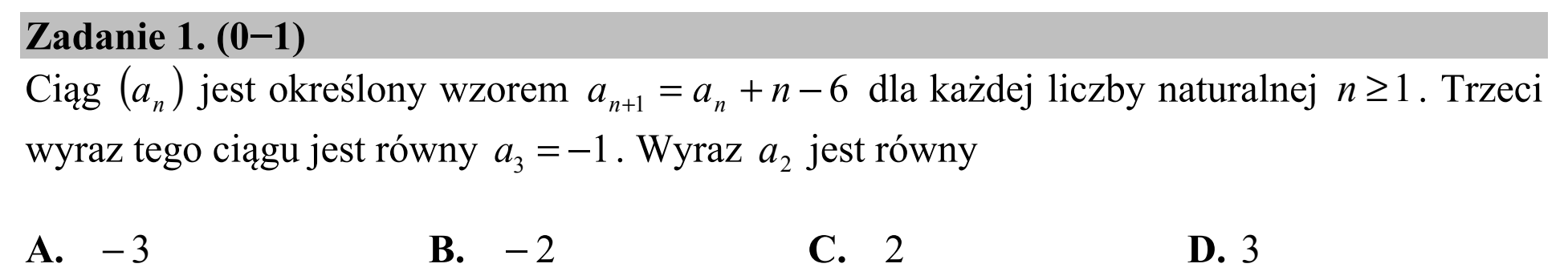 Matura dodatkowa, czerwiec 2015, zadanie 1