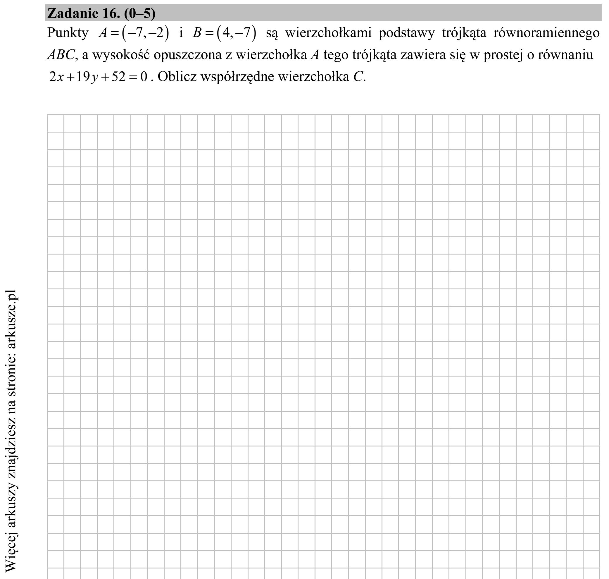 Matura dodatkowa, czerwiec 2016, zadanie 16