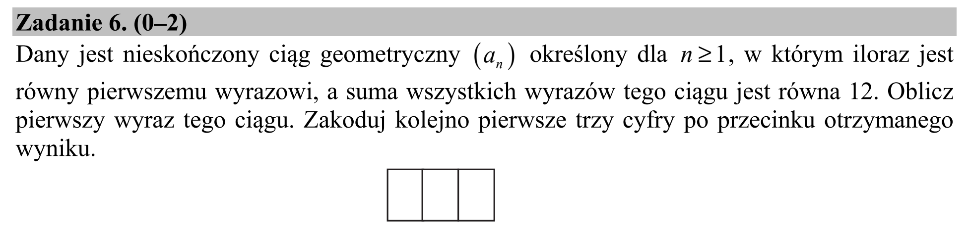 Matura dodatkowa, czerwiec 2016, zadanie 6