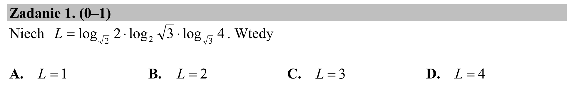 Matura dodatkowa, czerwiec 2018, zadanie 1
