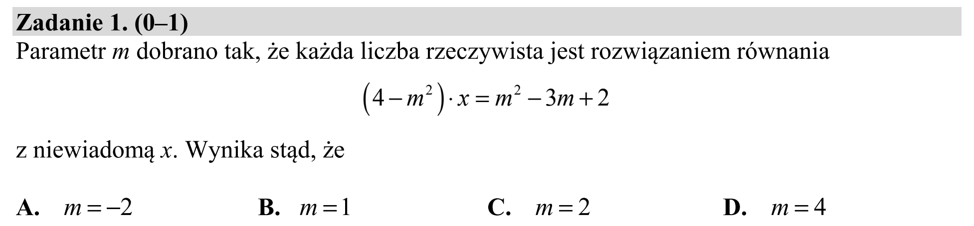 Matura dodatkowa, czerwiec 2019, zadanie 1
