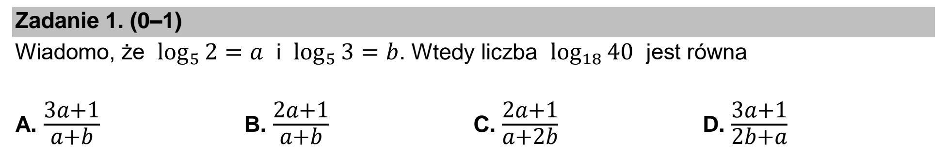 Matura dodatkowa, czerwiec 2022, zadanie 1
