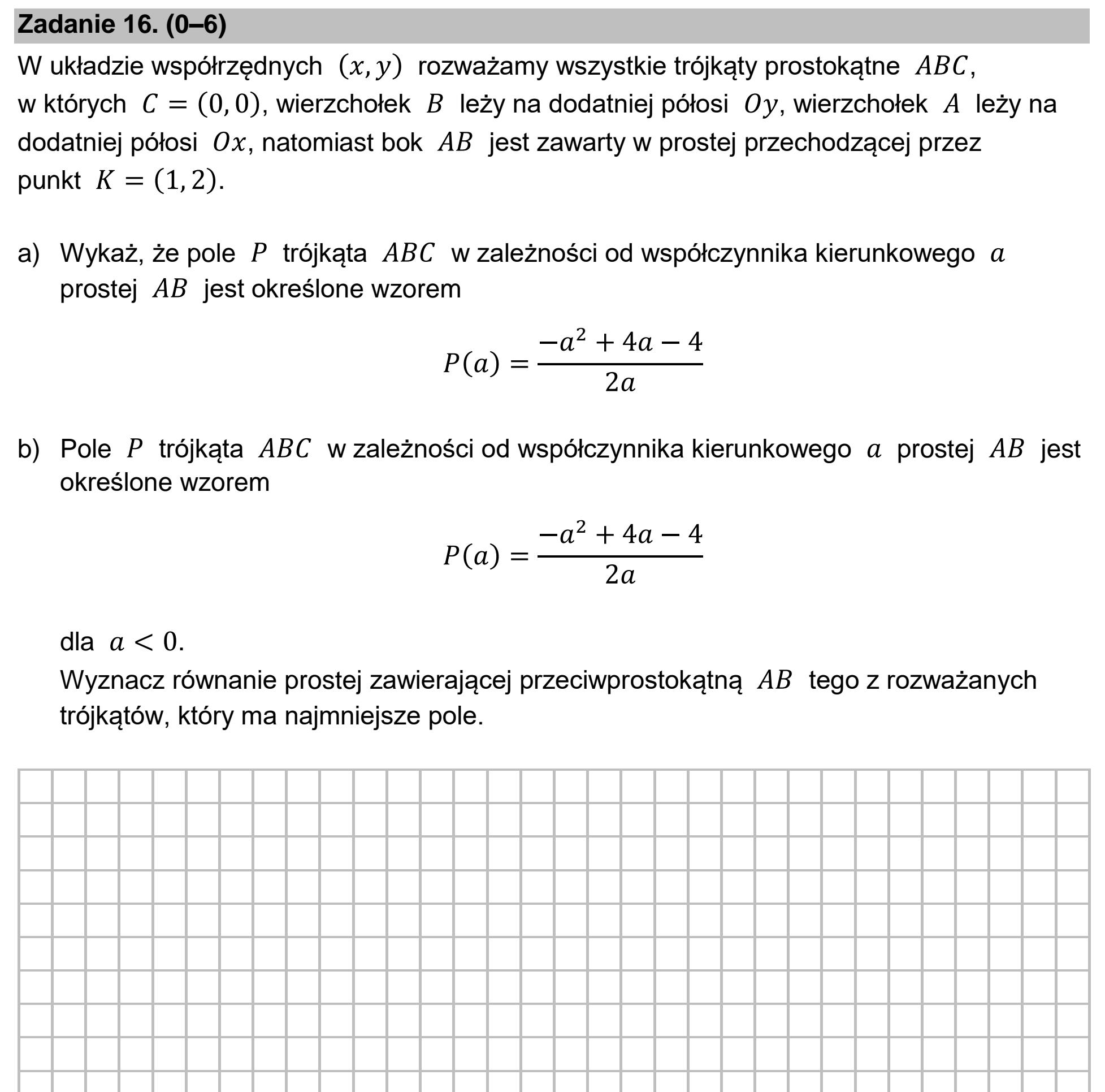 Matura dodatkowa, czerwiec 2026, zadanie 16