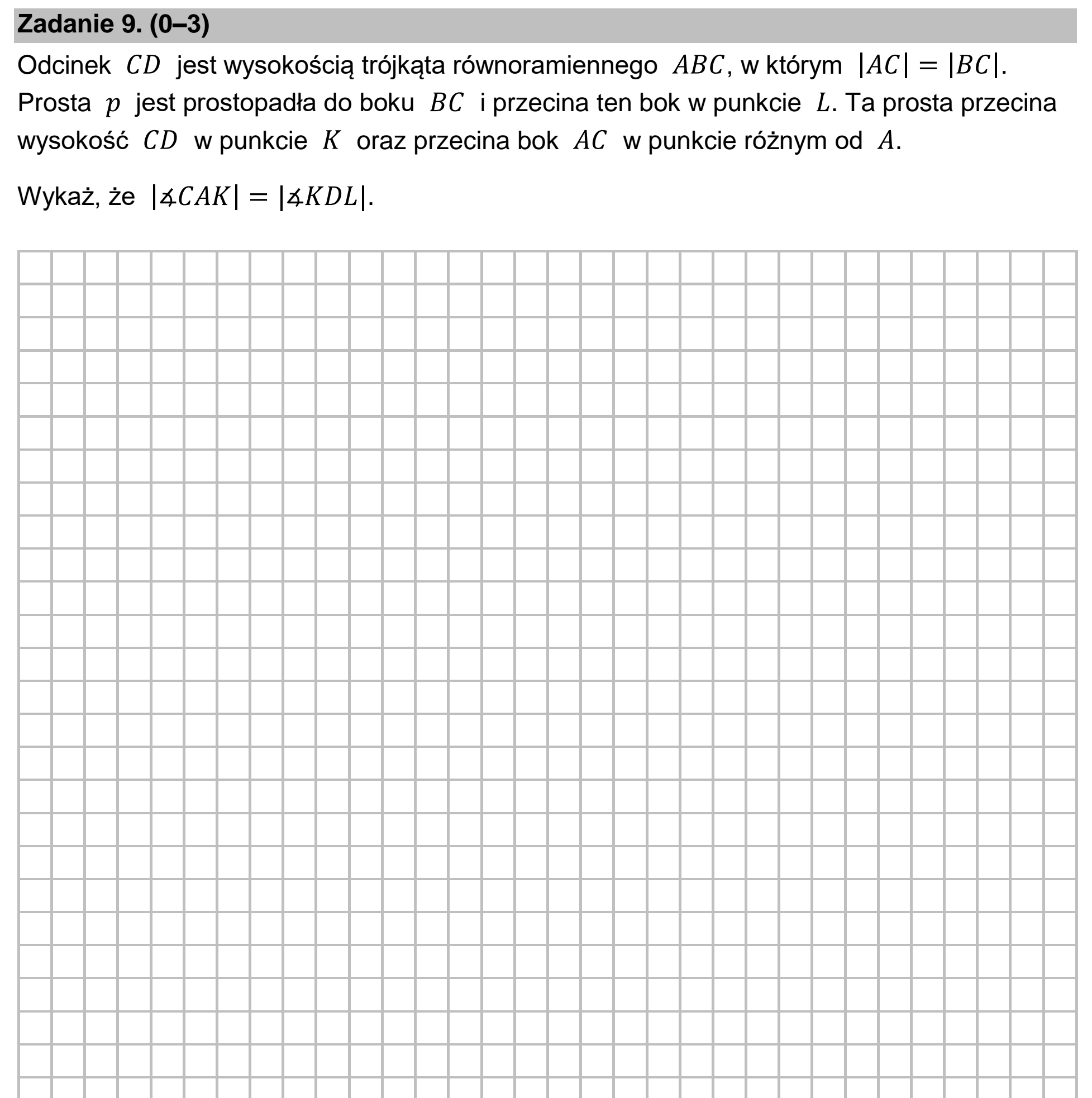 Matura dodatkowa, czerwiec 2026, zadanie 9