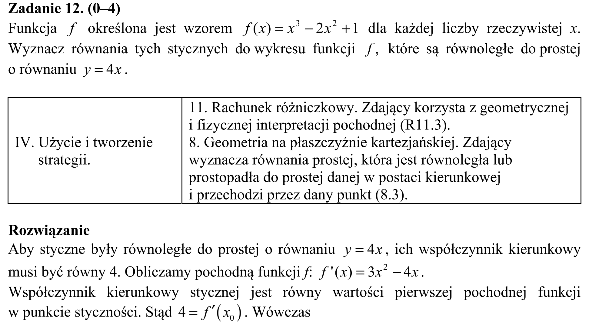 Matura, maj 2015, odpowiedź do zadania 12, fragment 1