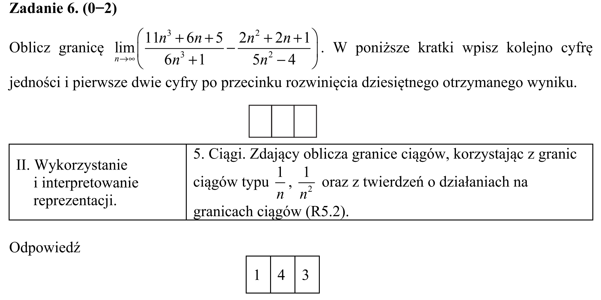 Matura, maj 2015, odpowiedź do zadania 6