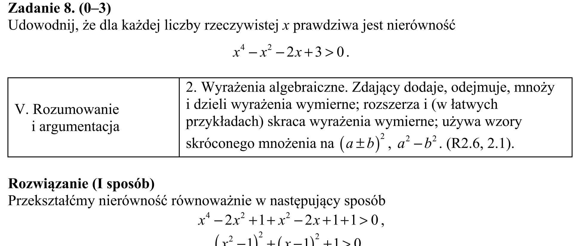 Matura, maj 2015, odpowiedź do zadania 8, fragment 1