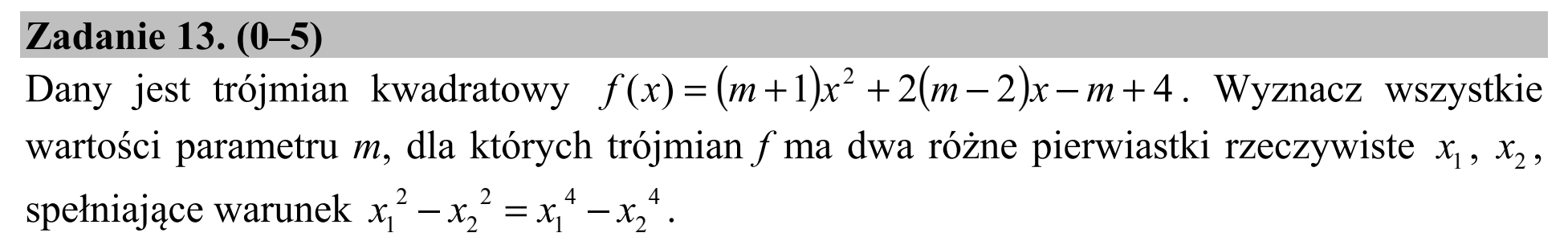 Matura, maj 2015, zadanie 13