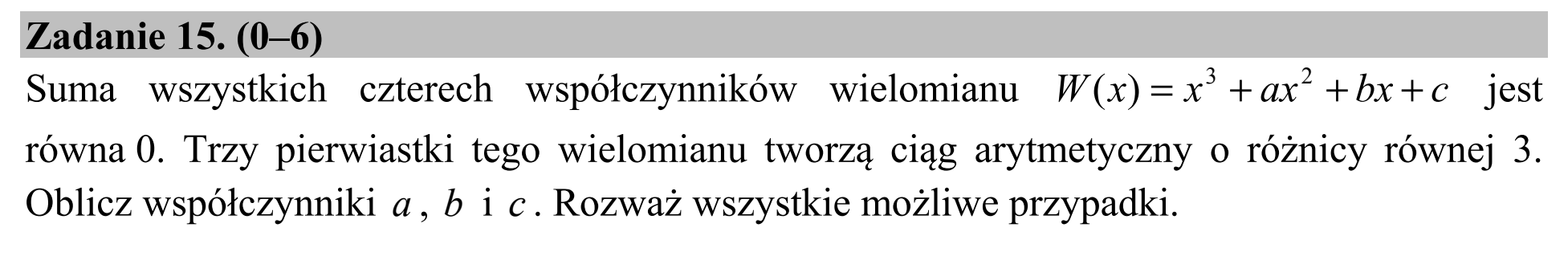 Matura, maj 2015, zadanie 15