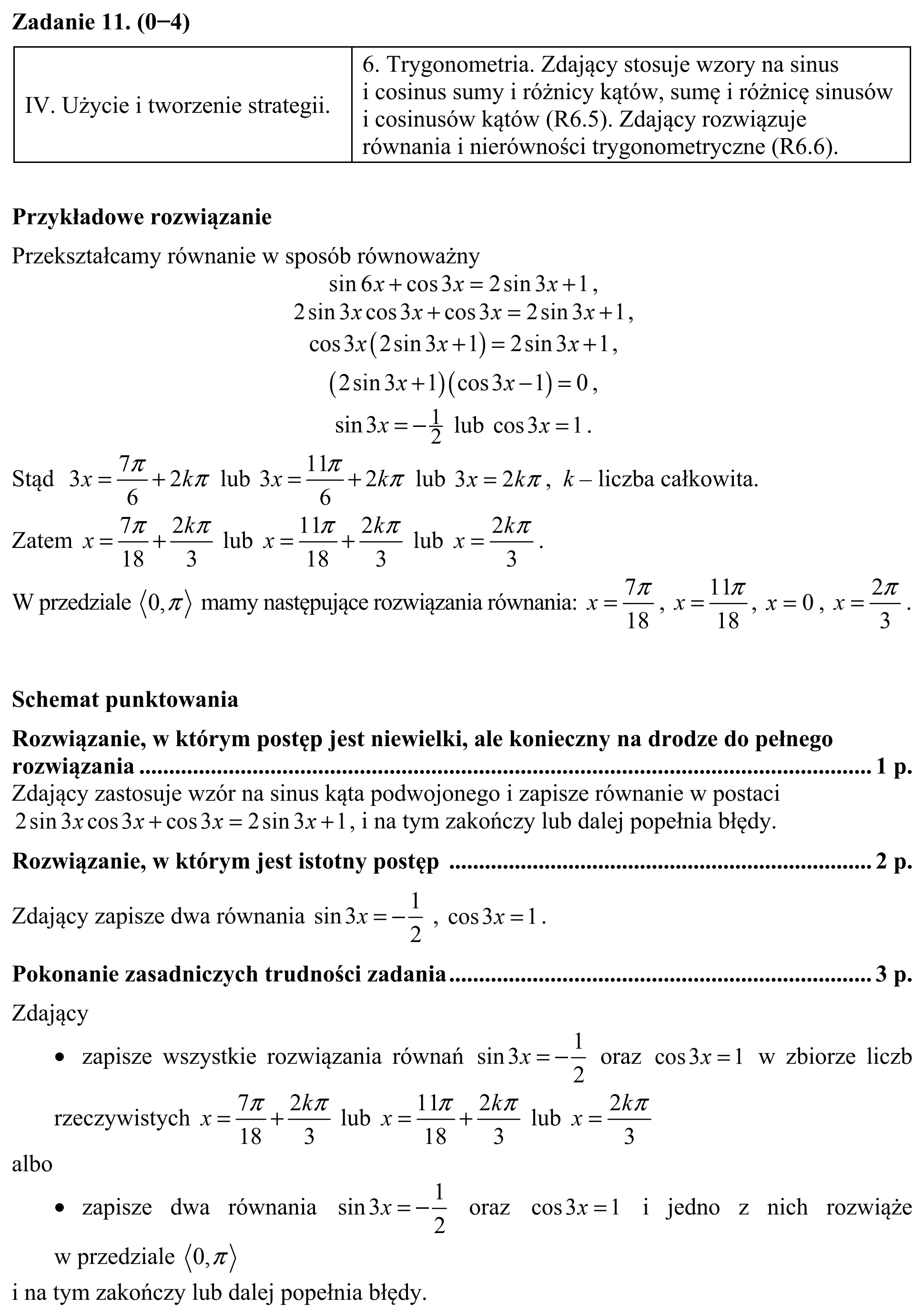 Matura, maj 2018, odpowiedź do zadania 11, fragment 1