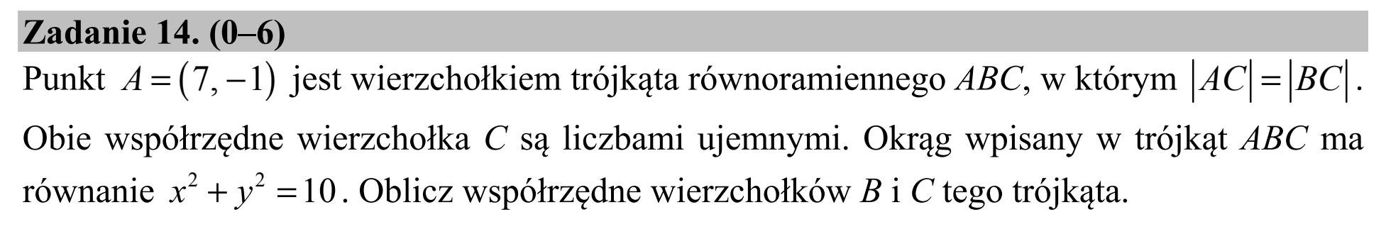 Matura, maj 2018, zadanie 14