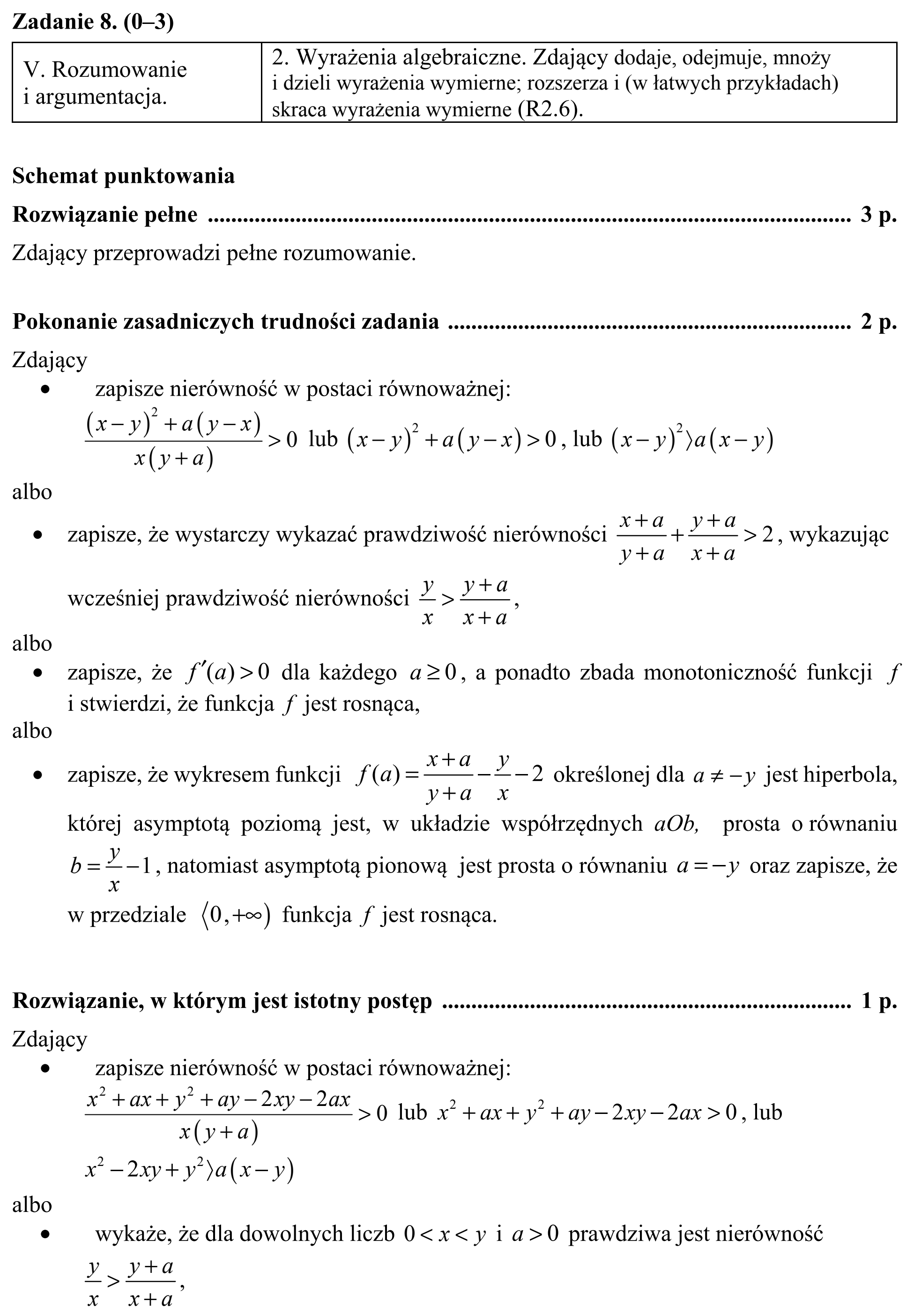 Matura, maj 2019, odpowiedź do zadania 8, fragment 1