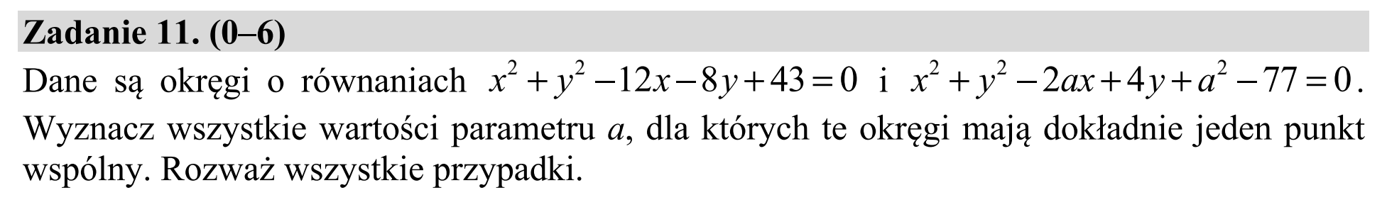 Matura, maj 2019, zadanie 11
