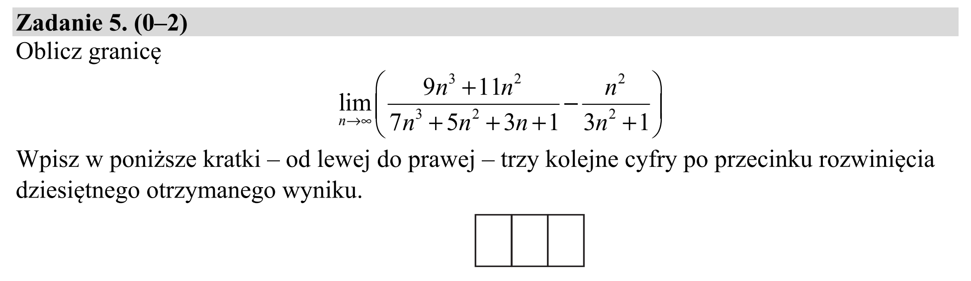 Matura, maj 2019, zadanie 5