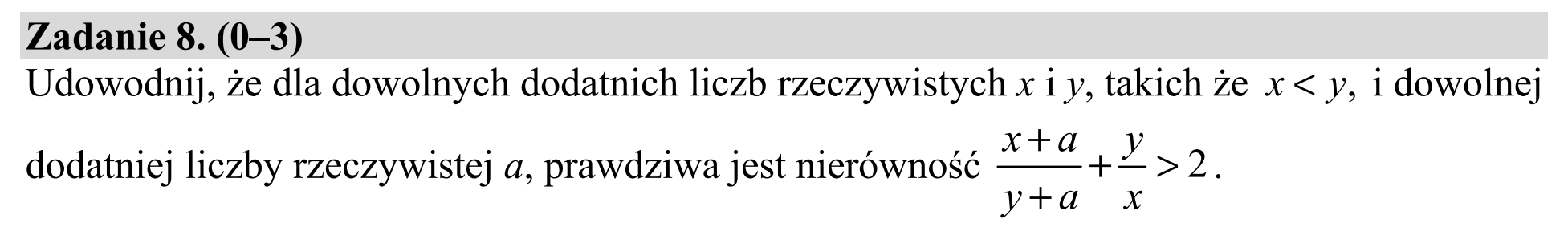 Matura, maj 2019, zadanie 8