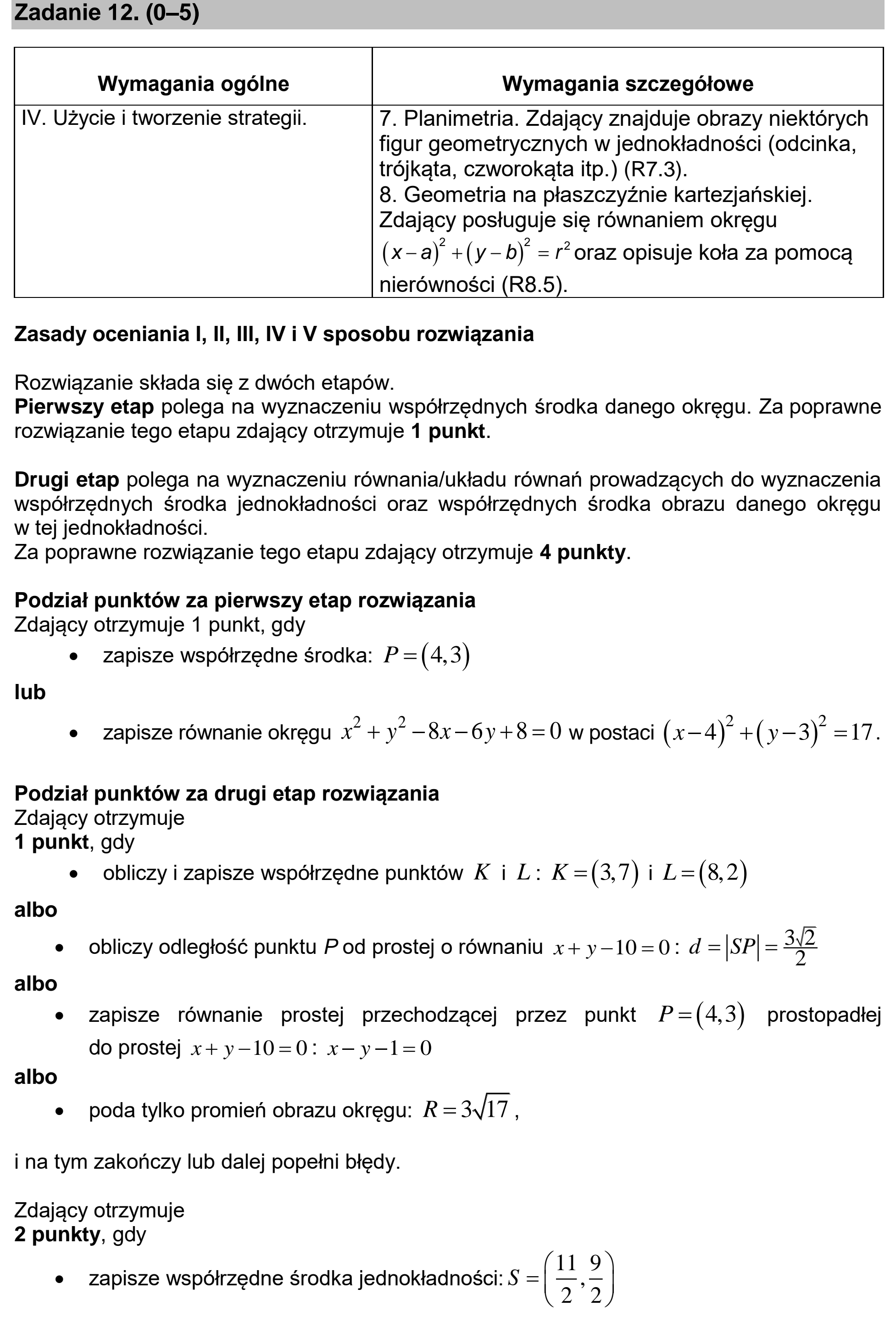 Matura, maj 2020, odpowiedź do zadania 12