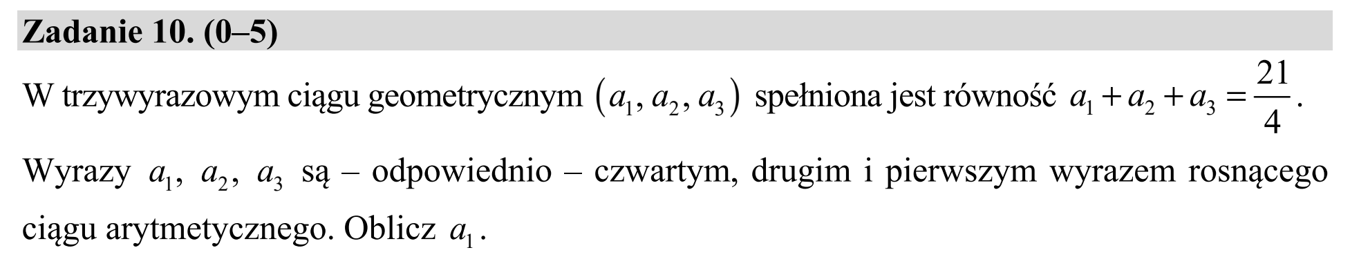 Matura, maj 2020, zadanie 10