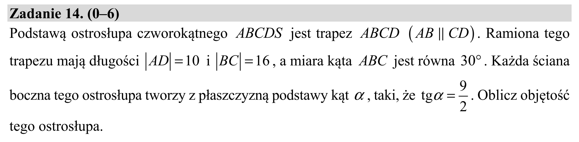 Matura, maj 2020, zadanie 14