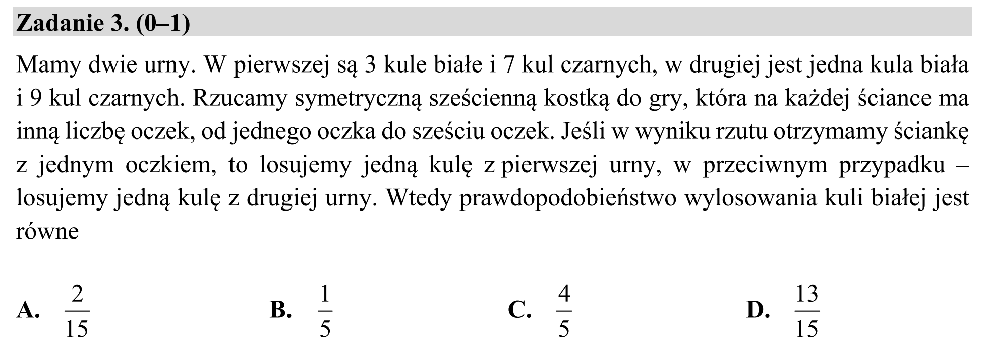 Matura, maj 2020, zadanie 3