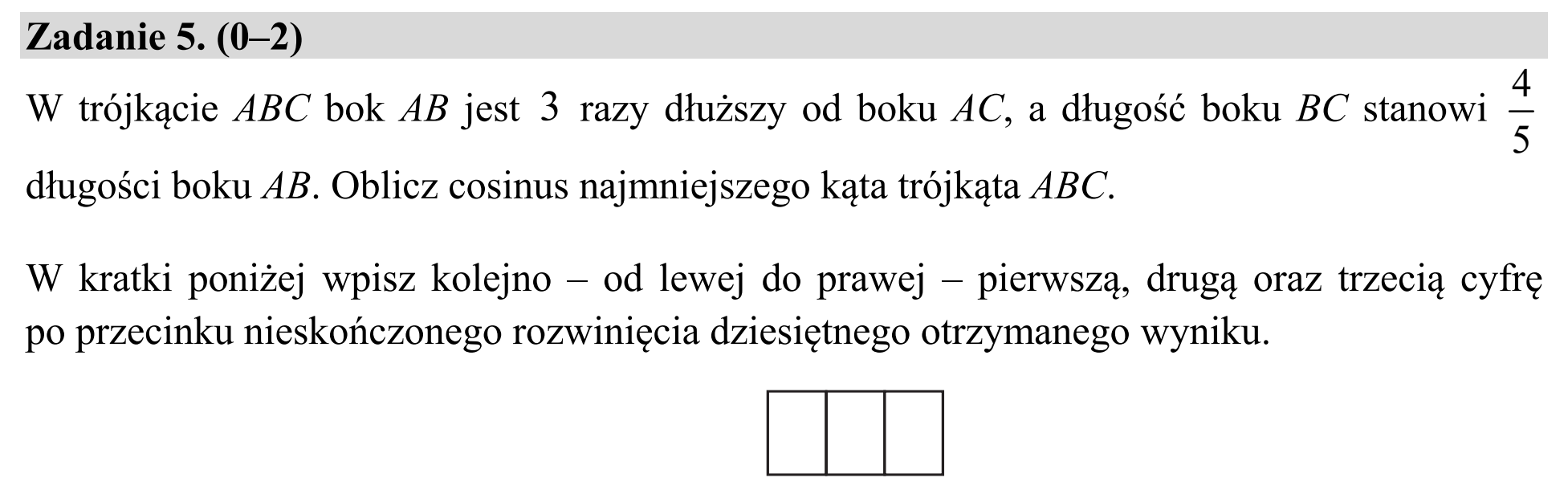 Matura, maj 2020, zadanie 5