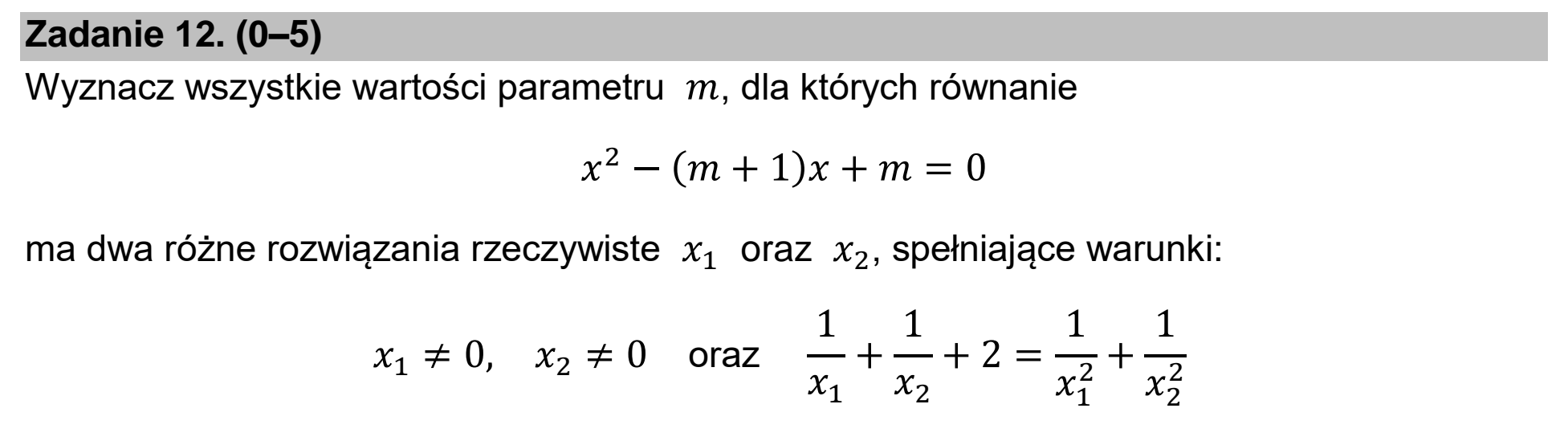 Matura, maj 2022, zadanie 12