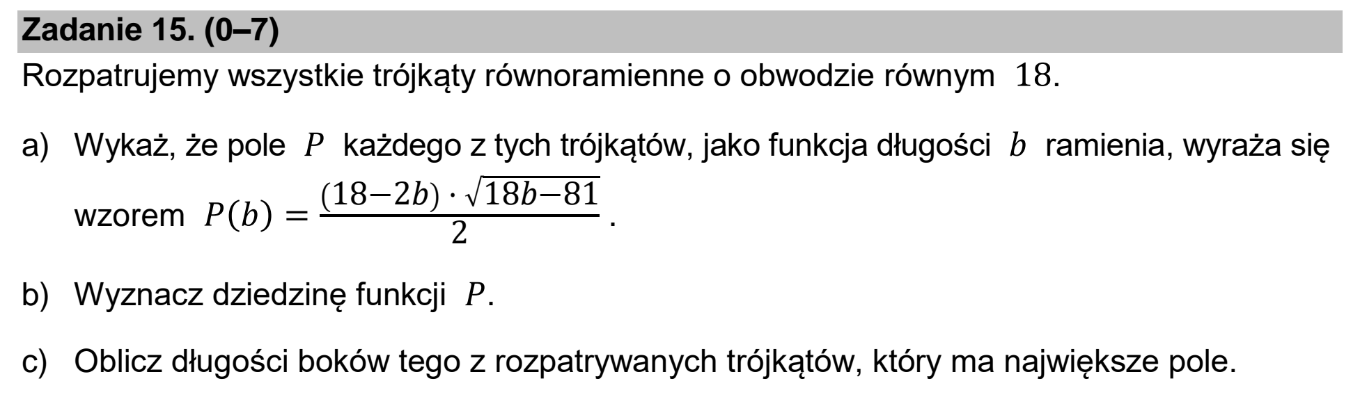 Matura, maj 2022, zadanie 15