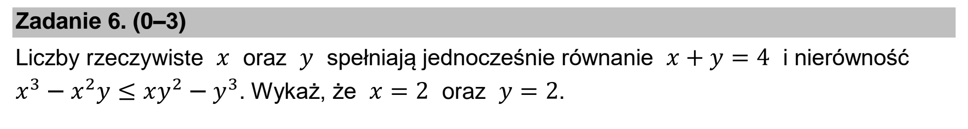 Matura, maj 2023, zadanie 6